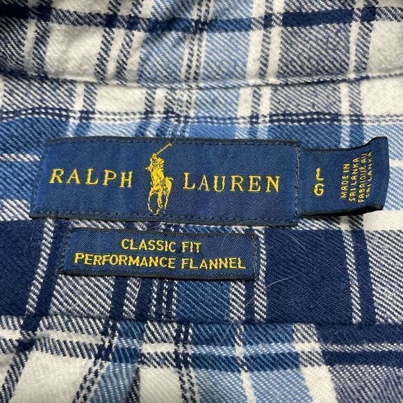Ralph Lauren Blue and White Plaid Casual Button Down Shirt - Picture 3 of 8